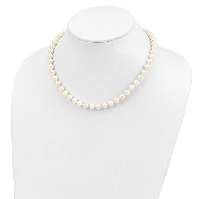 WB Choice Jewelry Necklaces Sterling Silver Rhodium 78mm White Freshwater Cultured Pearl NecklaceWBCQH477824