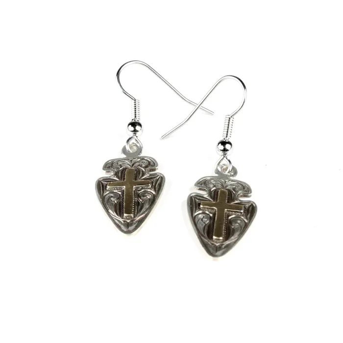 Earrings Shane Hendren Arrowhead with Cross Dangle Earrings
