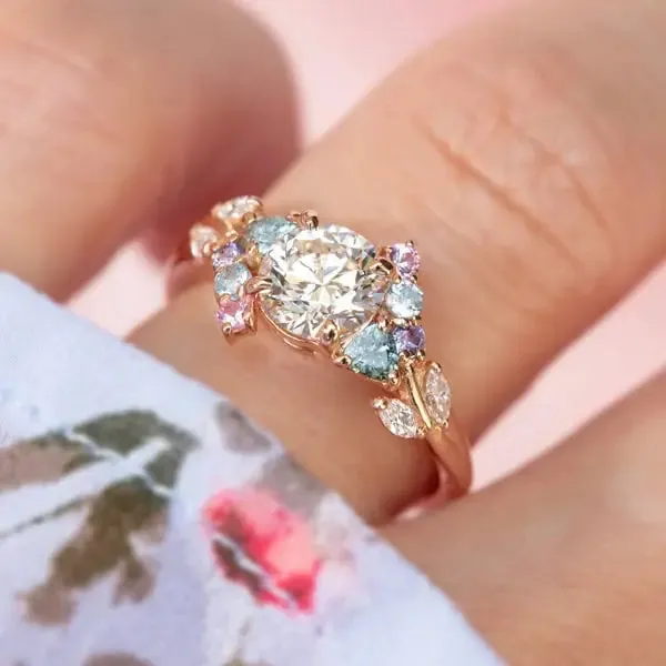 Enchanted Garden Ring w Natural Diamond 14K Rose Gold 50 final payment Albrecht Jewellery Rings
