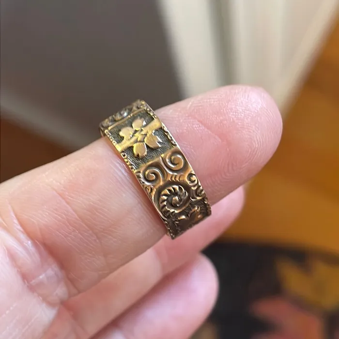 Rings Vintage Paris Jewelry Engraved Cigar Band 10k Rose Gold Antique